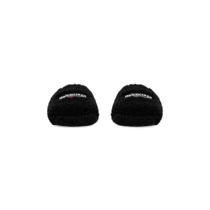 Balenciaga Furry Slides Black Label