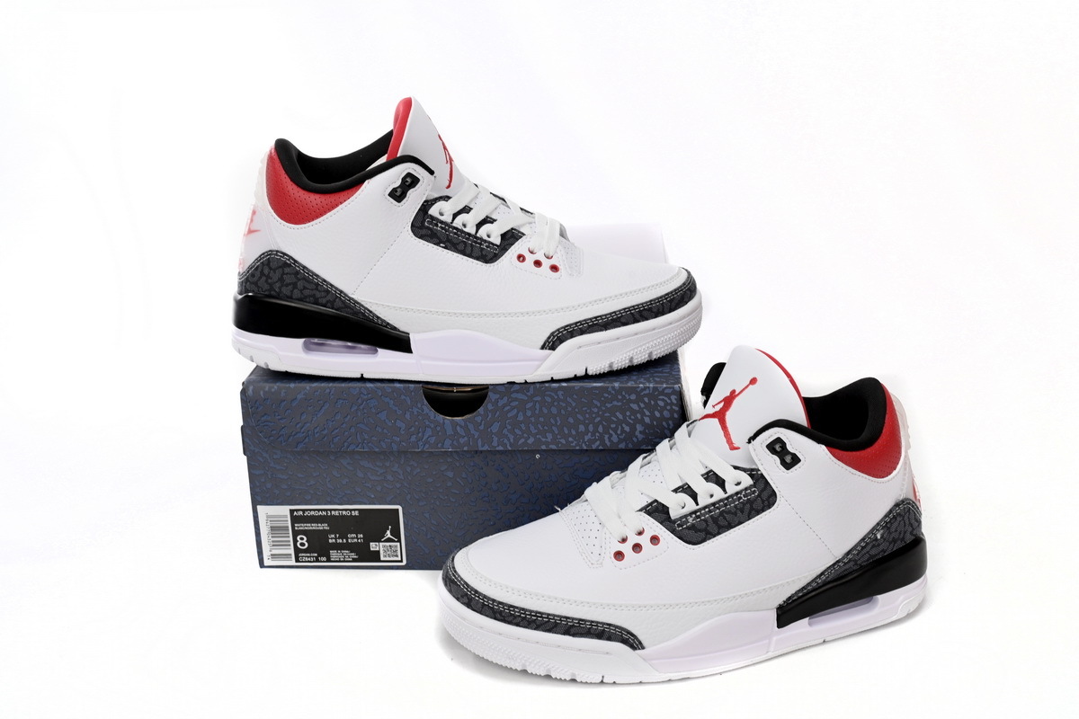 Coco Shoes Air Jordan 3 Retro SE Fire Red Denim CZ6431-100 - Cocoshoesvip.net