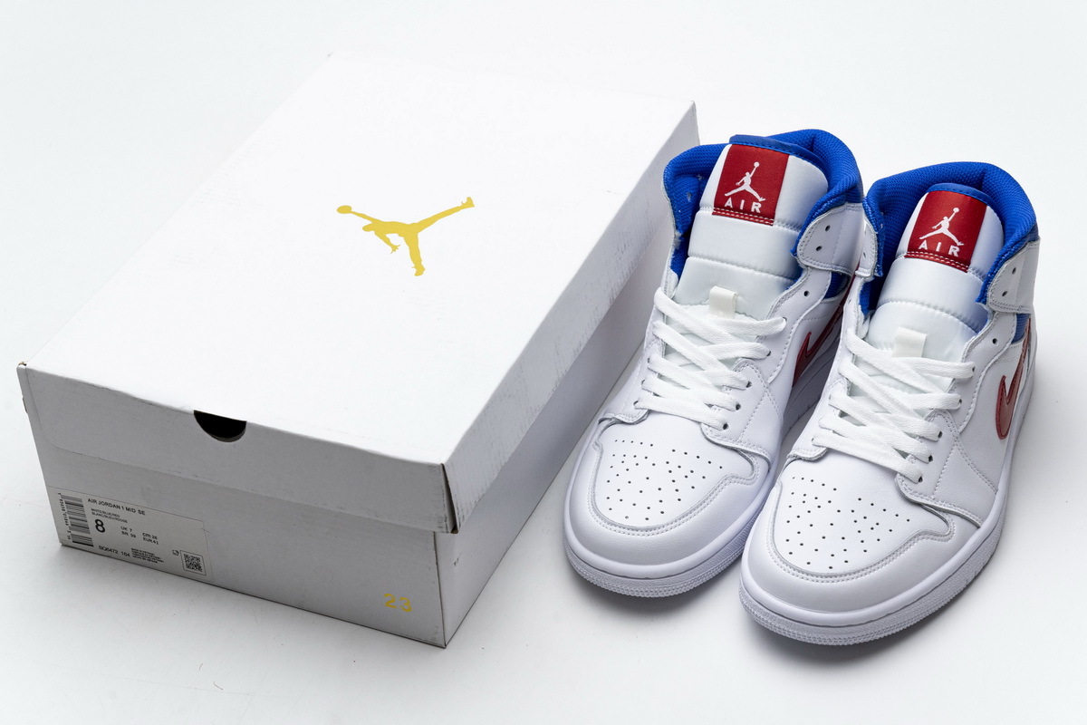 Coco Shoes Air Jordan 1 Mid White Red Royal BQ6472-164 - Cocoshoesvip.net