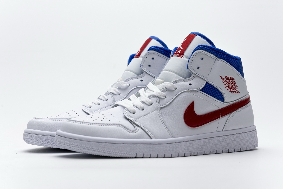 Coco Shoes Air Jordan 1 Mid White Red Royal BQ6472-164 - Cocoshoesvip.net
