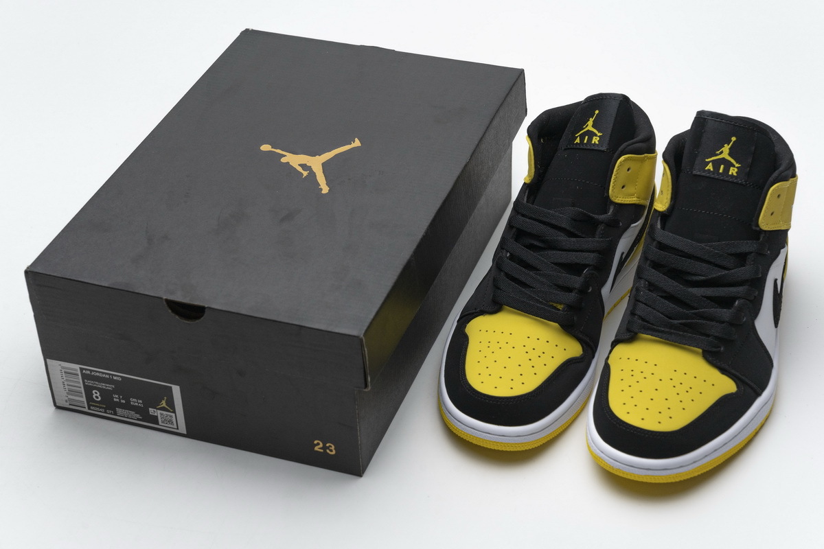 Coco Shoes Air Jordan 1 Mid Yellow Toe Black 852542-071 - Cocoshoesvip.net