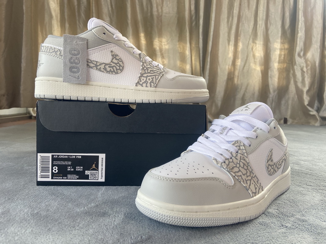Coco Shoes Jordan 1 Low PRM Smoke Grey Elephant DH4269-100 - Cocoshoesvip.net