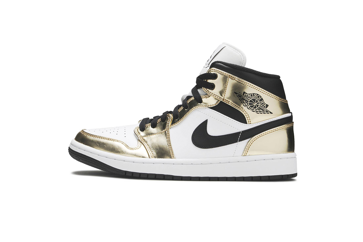 Coco Shoes Air Jordan 1 Mid Metallic Gold Black White DC1419-700 - Cocoshoesvip.net