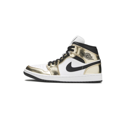 Air Jordan 1 Mid Metallic Gold Black White DC1419-700 01
