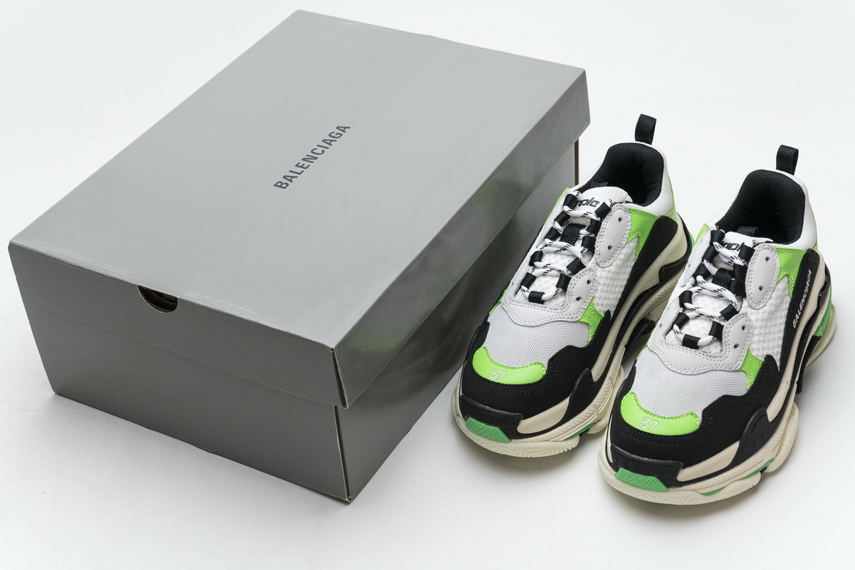 Coco Shoes Balenciaga Triple S White Green 483513 W06E1 1008 - Cocoshoesvip.net