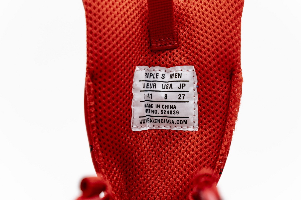 Coco Shoes Balenciaga Triple S Letter Bright Red 524039 W2FA1 7632 - Cocoshoesvip.net