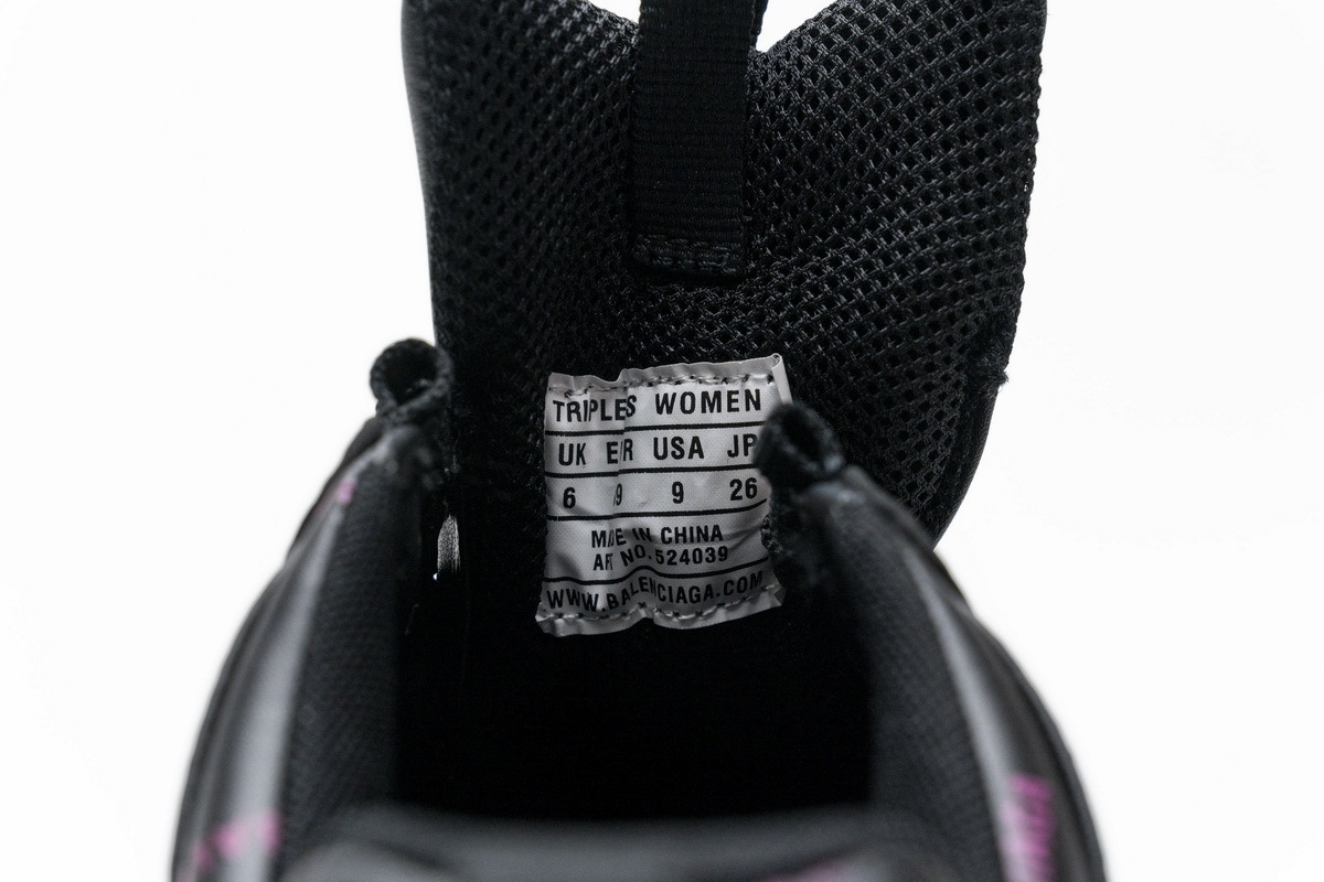 Coco Shoes Balenciaga Triple S Letter Black Pink 524039 W2FA1 7635 - Cocoshoesvip.net