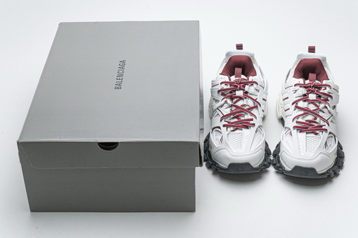Coco Shoes Balenciaga Track White Burgundy (Without LED) 542023 W3AC1 2050  - Cocoshoesvip.net