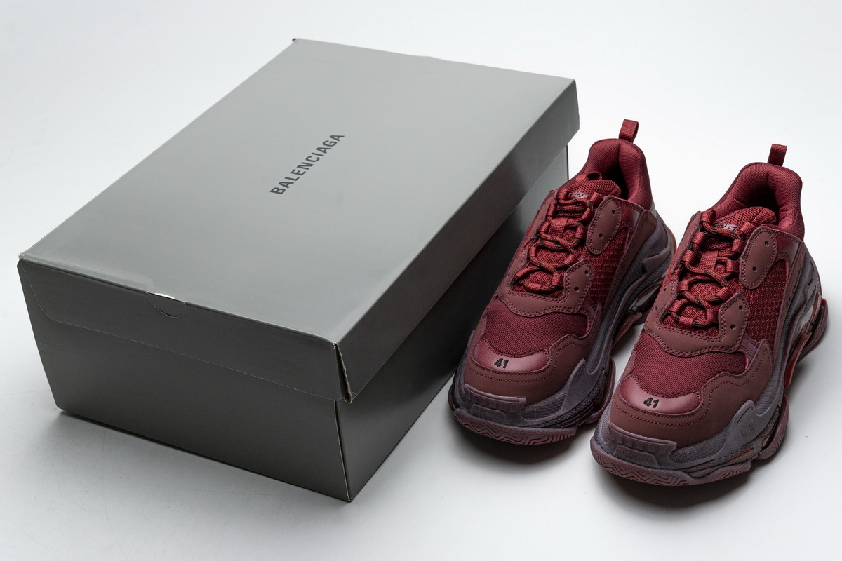 Coco Shoes Balenciaga Triple S Red Wine 541624 W09E1 1628 - Cocoshoesvip.net