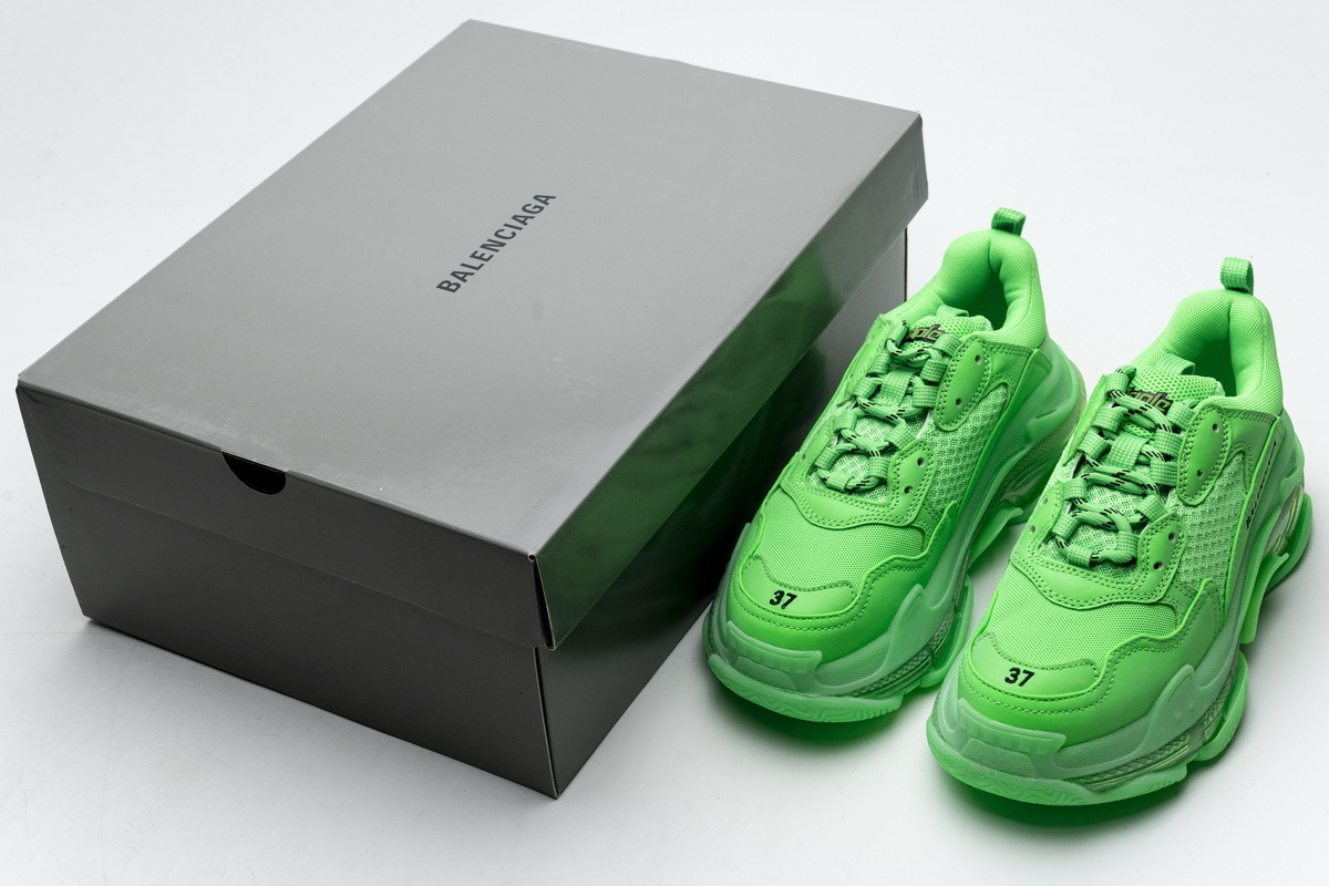 Coco Shoes Balenciaga Triple S Neon Green Clear Sole 544351 W09OL 3801 - Cocoshoesvip.net