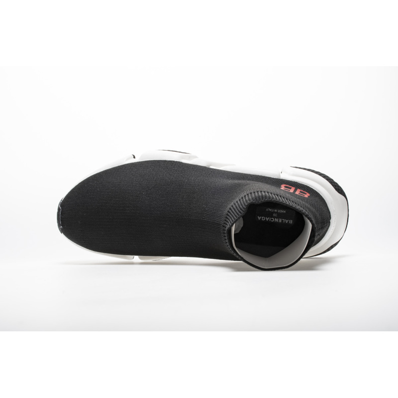 Coco Shoes Balenciaga Speed Sock Slip-On Black (Red Logo) 530353 W05GB 1000 - Cocoshoesvip.net