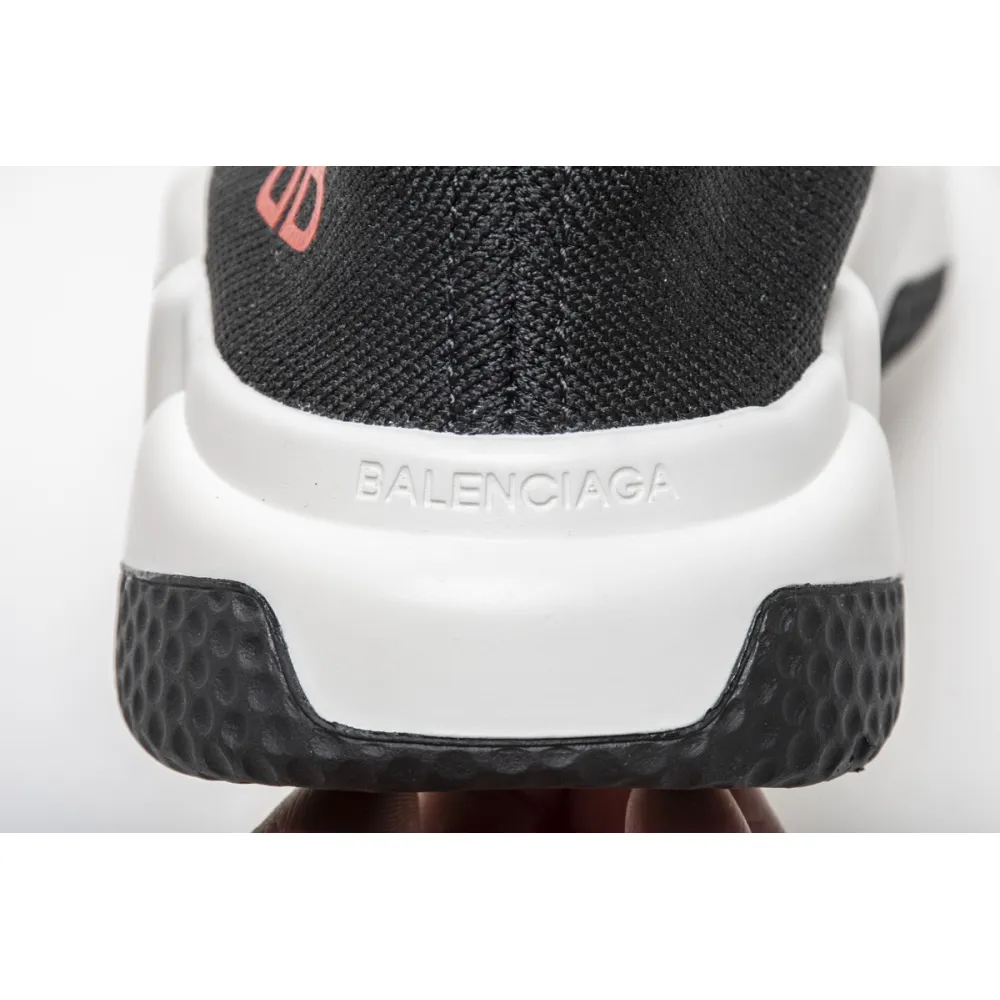 Coco Shoes Balenciaga Speed Sock Slip-On Black (Red Logo) 530353 W05GB 1000 - Cocoshoesvip.net