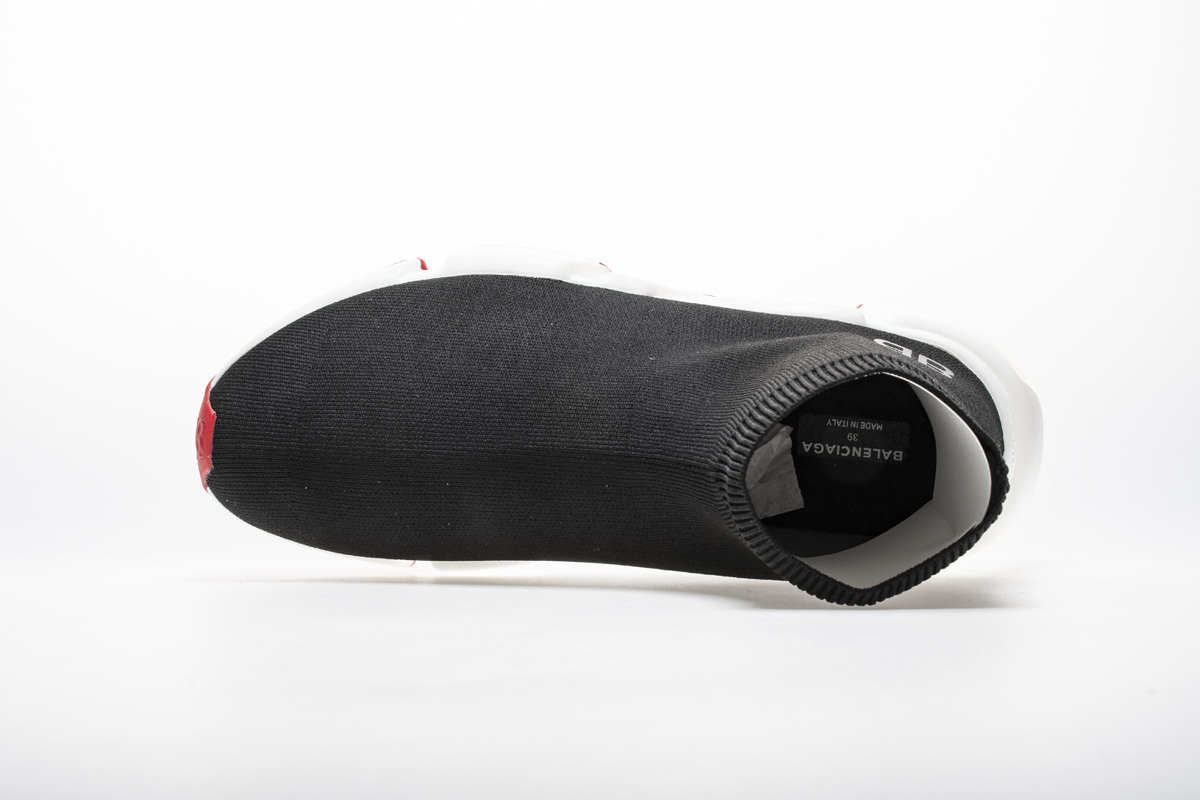 Coco Shoes Balenciaga Speed Sock Slip-On Black red (White Logo) - Cocoshoesvip.net