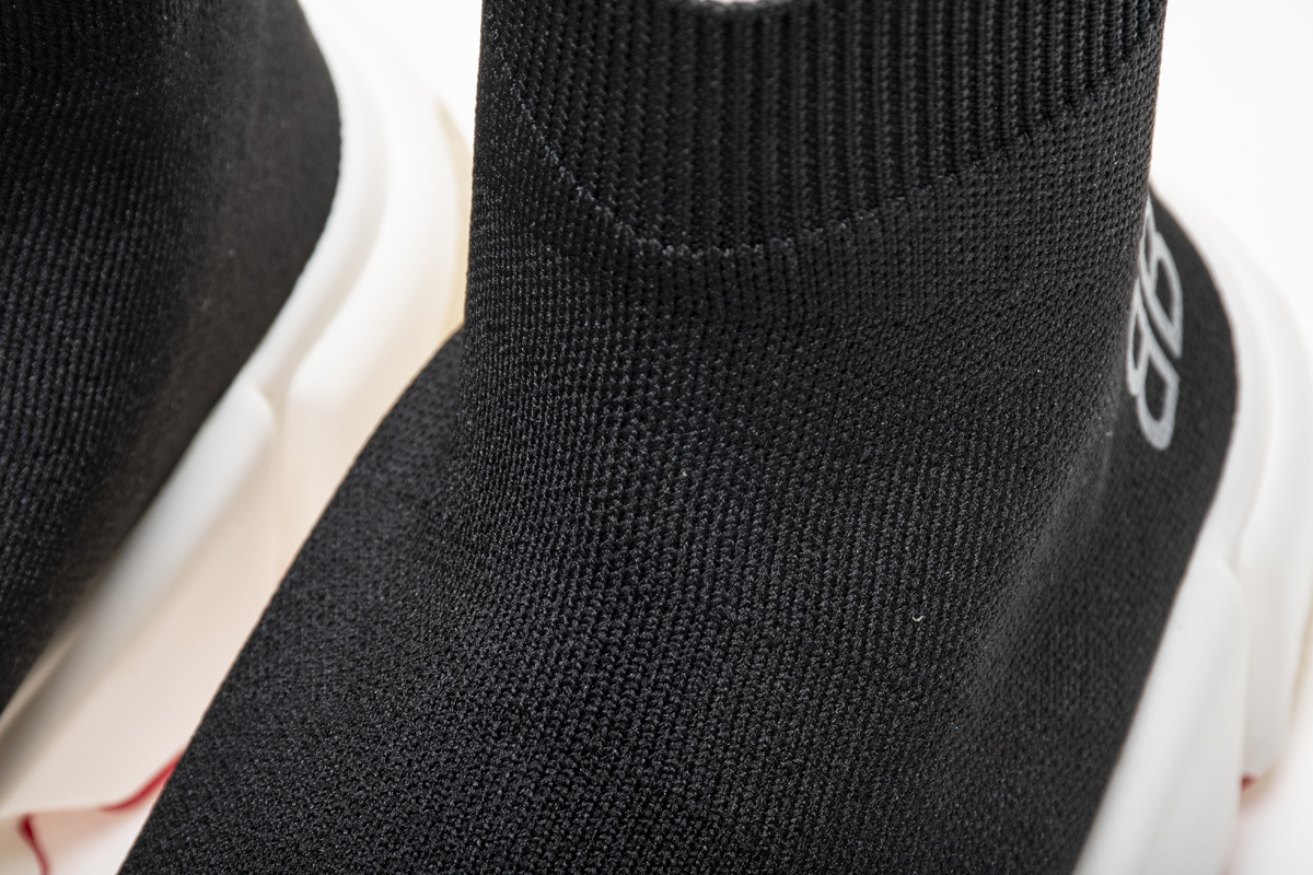 Coco Shoes Balenciaga Speed Sock Slip-On Black red (White Logo) - Cocoshoesvip.net