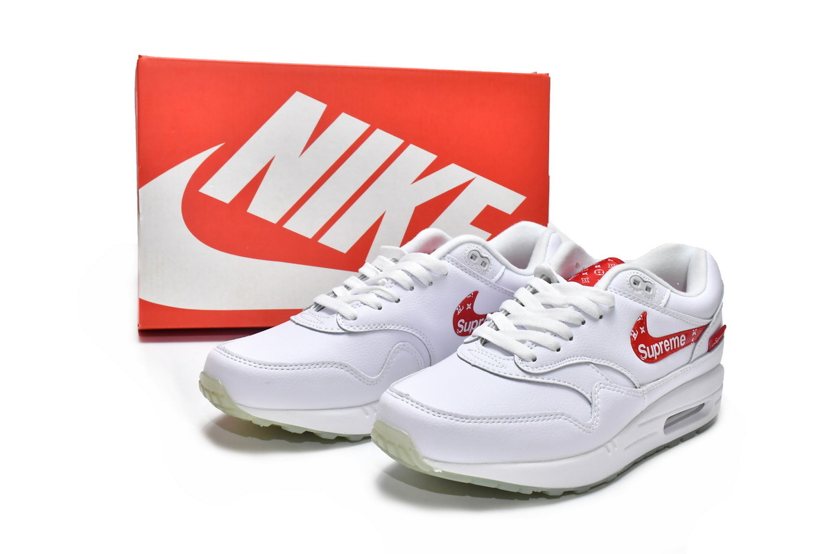 Coco Shoes Nike Air Max 1 White Red x Supreme x Louis Vuitton 918354-101 - Cocoshoesvip.net