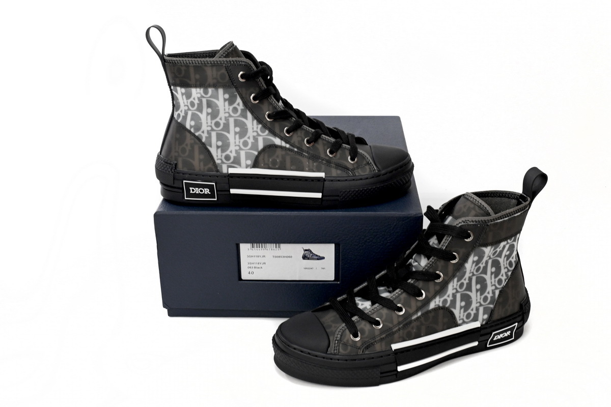 Coco Shoes Dior B23 High Top Canvas Oblique Black - Cocoshoesvip.net