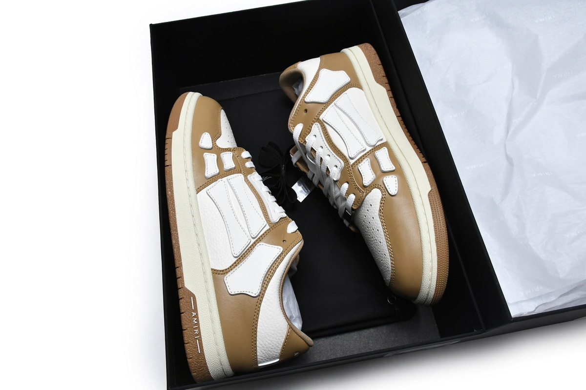 Coco Shoes Amiri Skel Top Low White Brown MFS003-281 - Cocoshoesvip.net