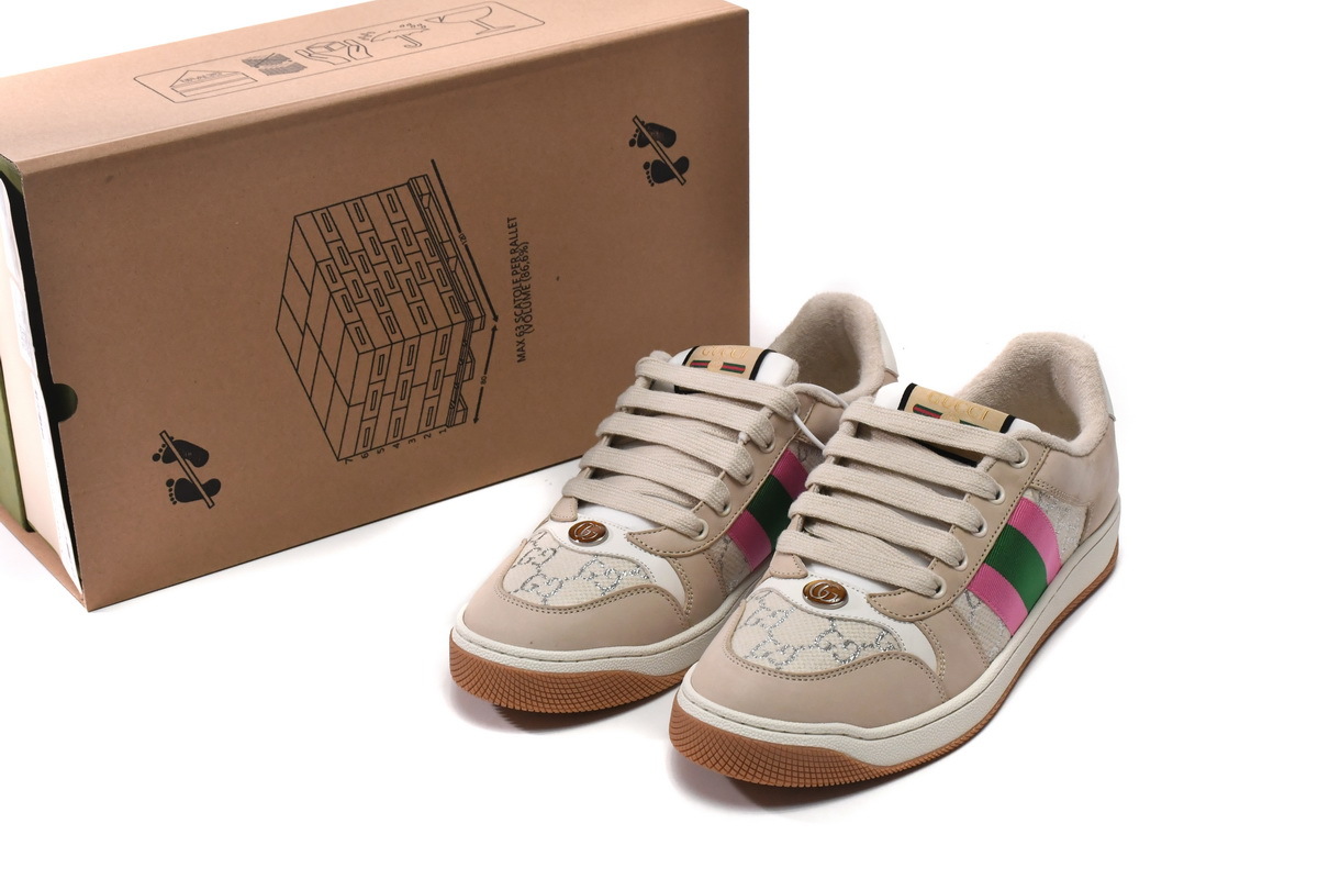 Coco Shoes Gucci Screener GG Pink Green 577684 2C830 9150 - Cocoshoesvip.net