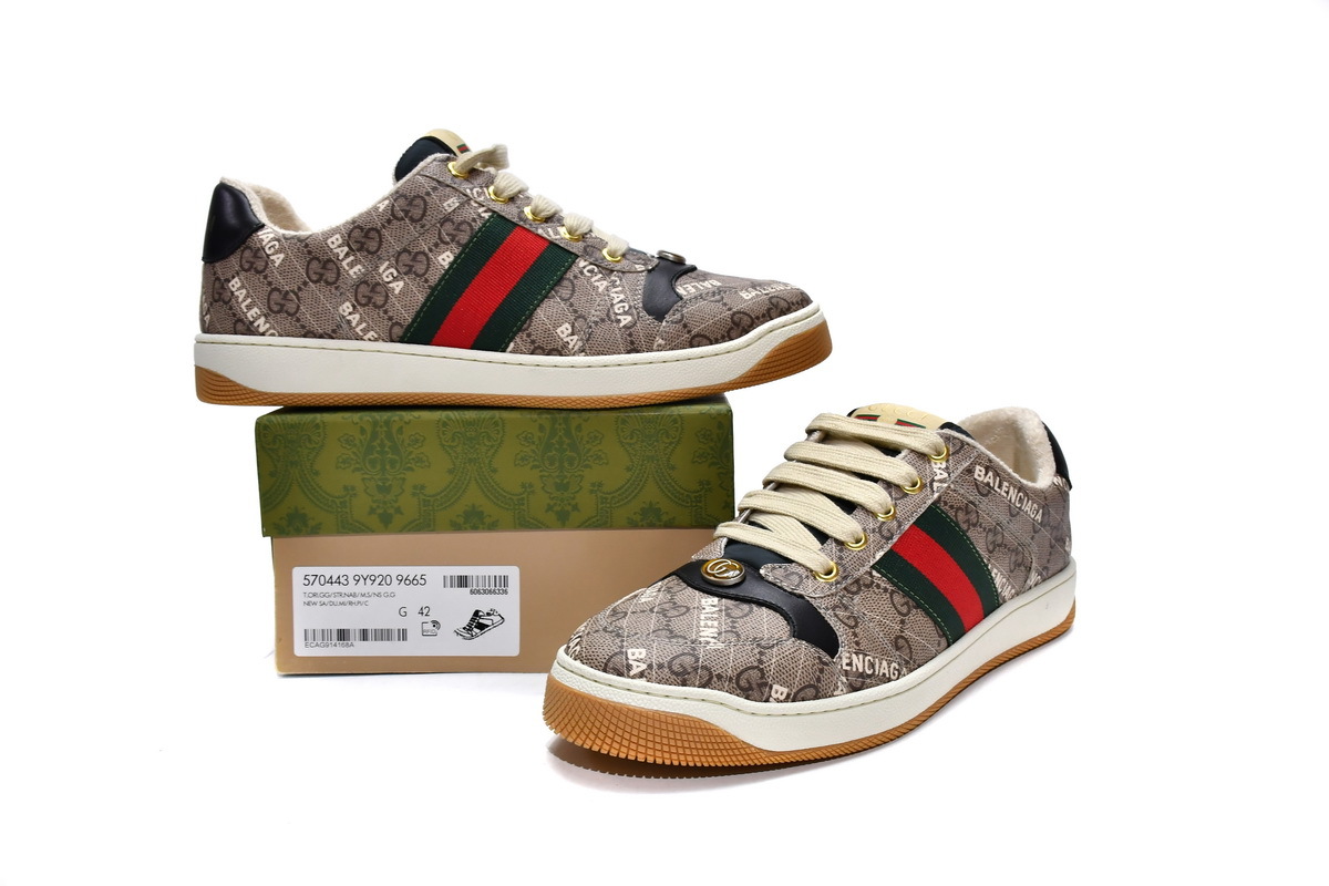 Coco Shoes Balenciaga x Gucci Screener GG Black Red  - Cocoshoesvip.net