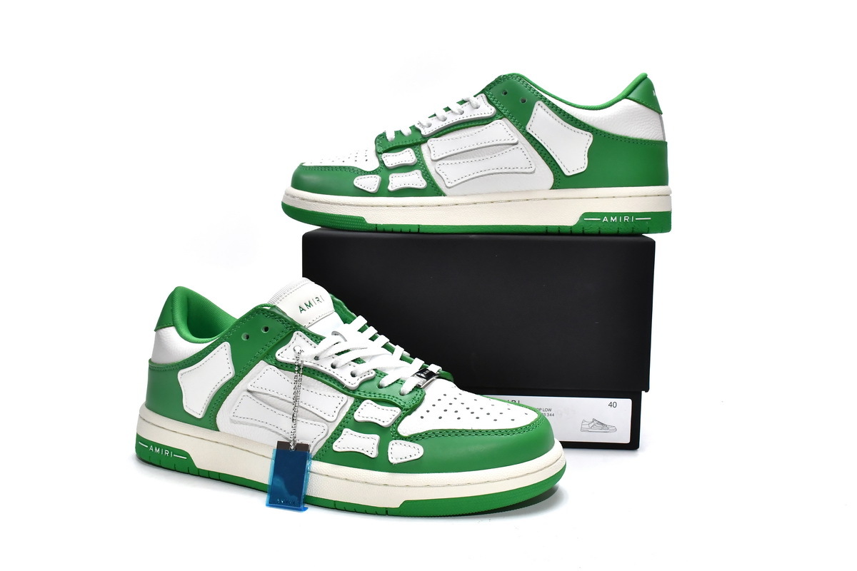 Coco Shoes Amiri Skel Top low Top Sneakers White Green  - Cocoshoesvip.net