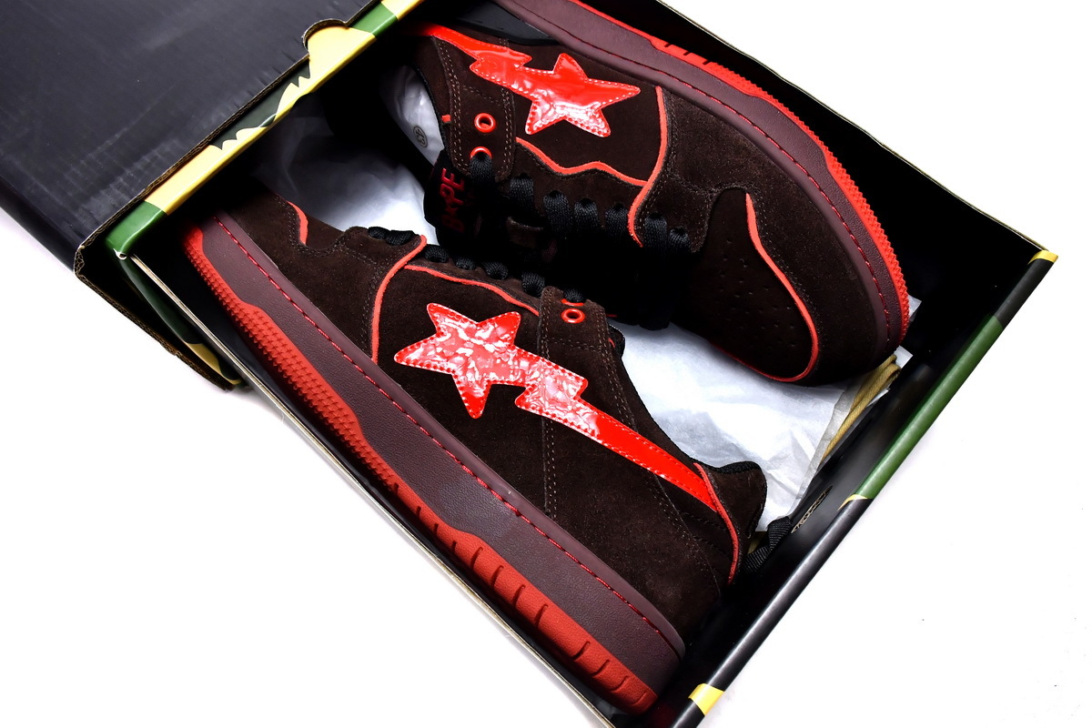 Coco Shoes A Bathing Ape Bape SK8 Sta Brown Red - Cocoshoesvip.net