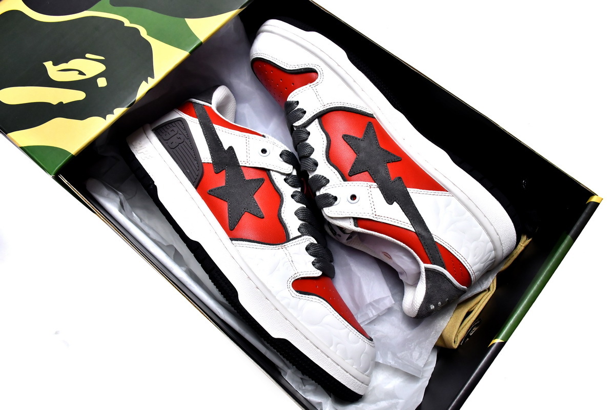 Coco Shoes A Bathing Ape Bape SK8 Sta White Red - Cocoshoesvip.net