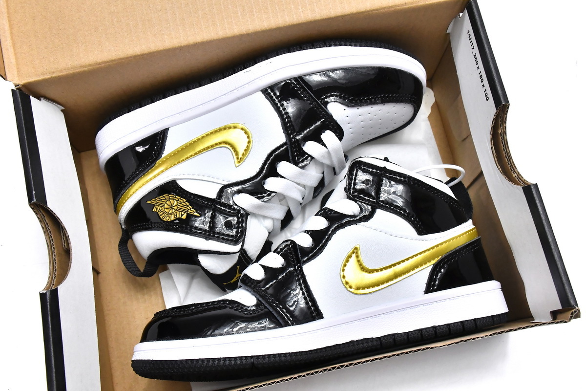 Coco Jordan 1 Kids Shoes Mid Black Gold BQ6932-007 - Cocoshoesvip.net