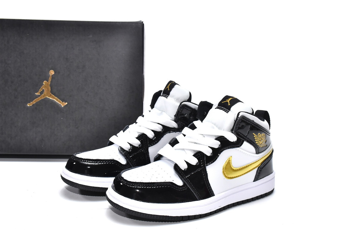 Coco Jordan 1 Kids Shoes Mid Black Gold BQ6932-007 - Cocoshoesvip.net