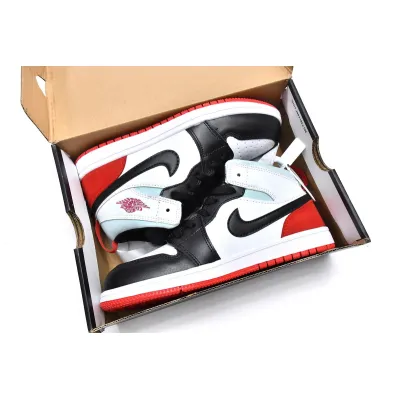 Air Jordan 1 Kids Shoes Mid SE White Black Red Spruce BQ6932-100 02