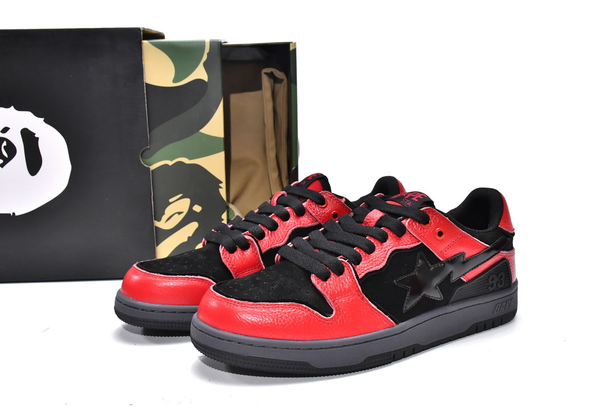 Coco Shoes A Bathing Ape Bape SK8 Sta Black Red - Cocoshoesvip.net
