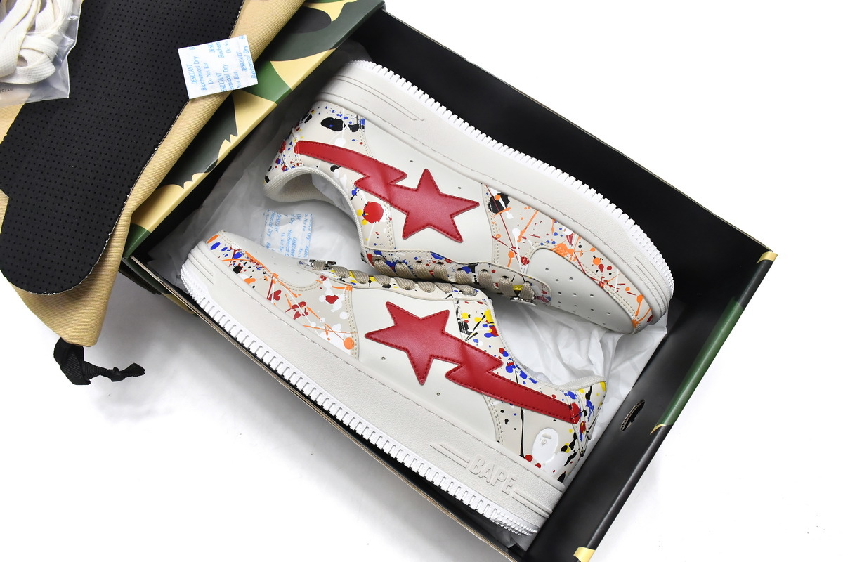 Coco Shoes A Bathing Ape Bape SK8 Sta Paint Beige - Cocoshoesvip.net