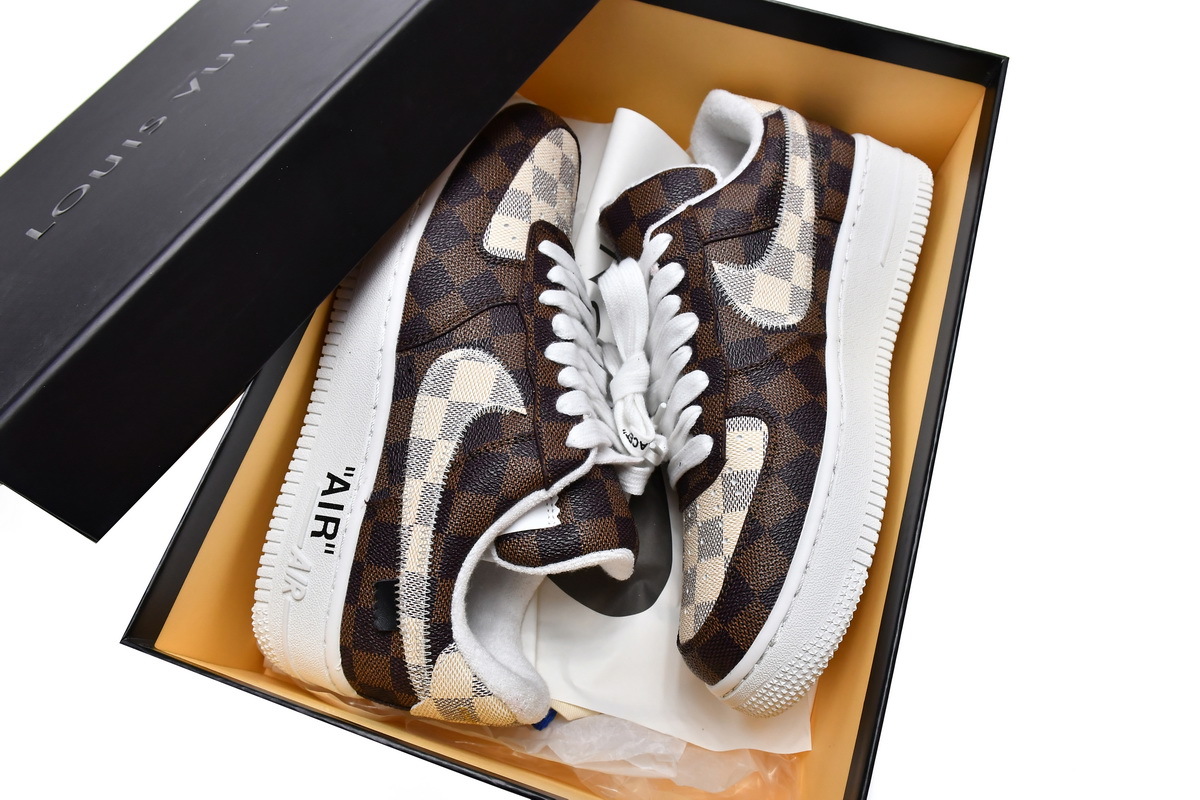 Coco Shoes Louis Vuitton Trainer Sneaker x Nike Air Force 1 Chocolate - Cocoshoesvip.net