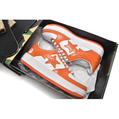 A Bathing Ape Bape Sta Patent Leather Orange White 02