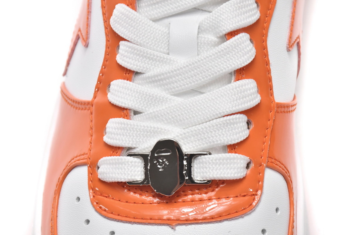 Coco Shoes A Bathing Ape Bape Sta Patent Leather Orange White - Cocoshoesvip.net