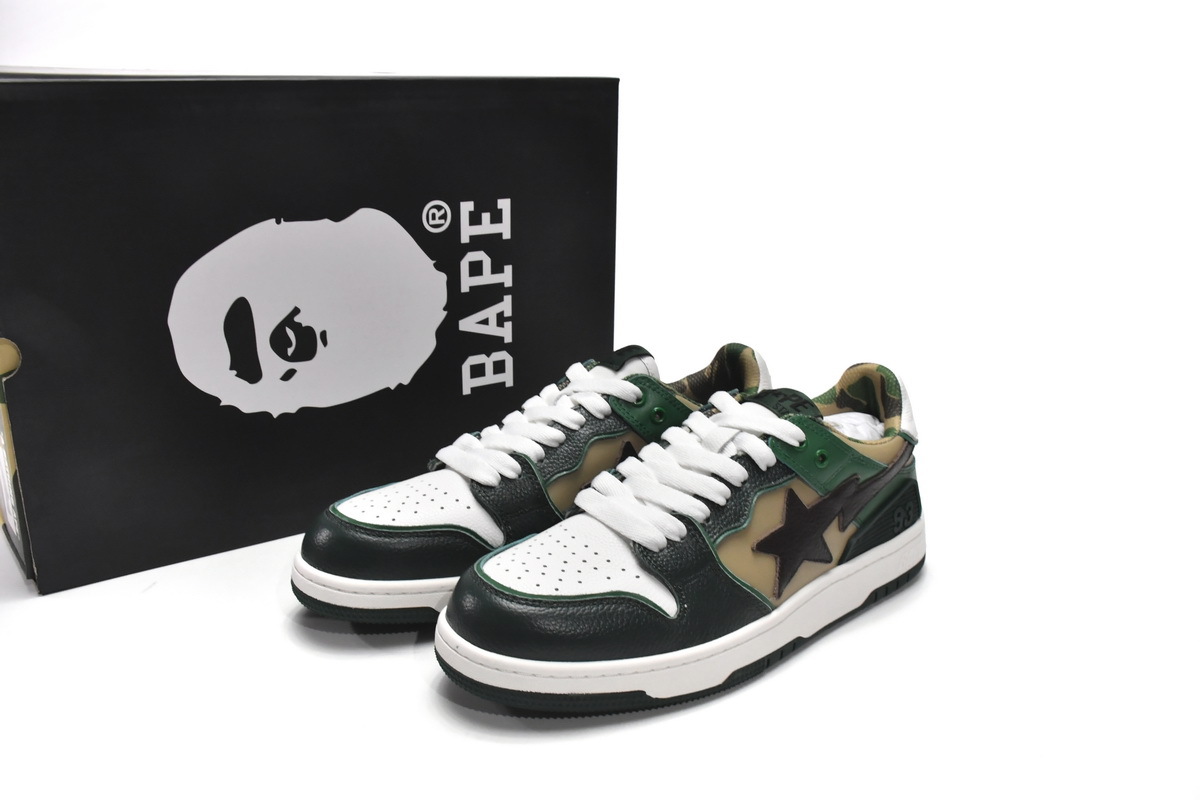Coco Shoes A Bathing Ape Bape Sta Low Mountain Black Green - Cocoshoesvip.net