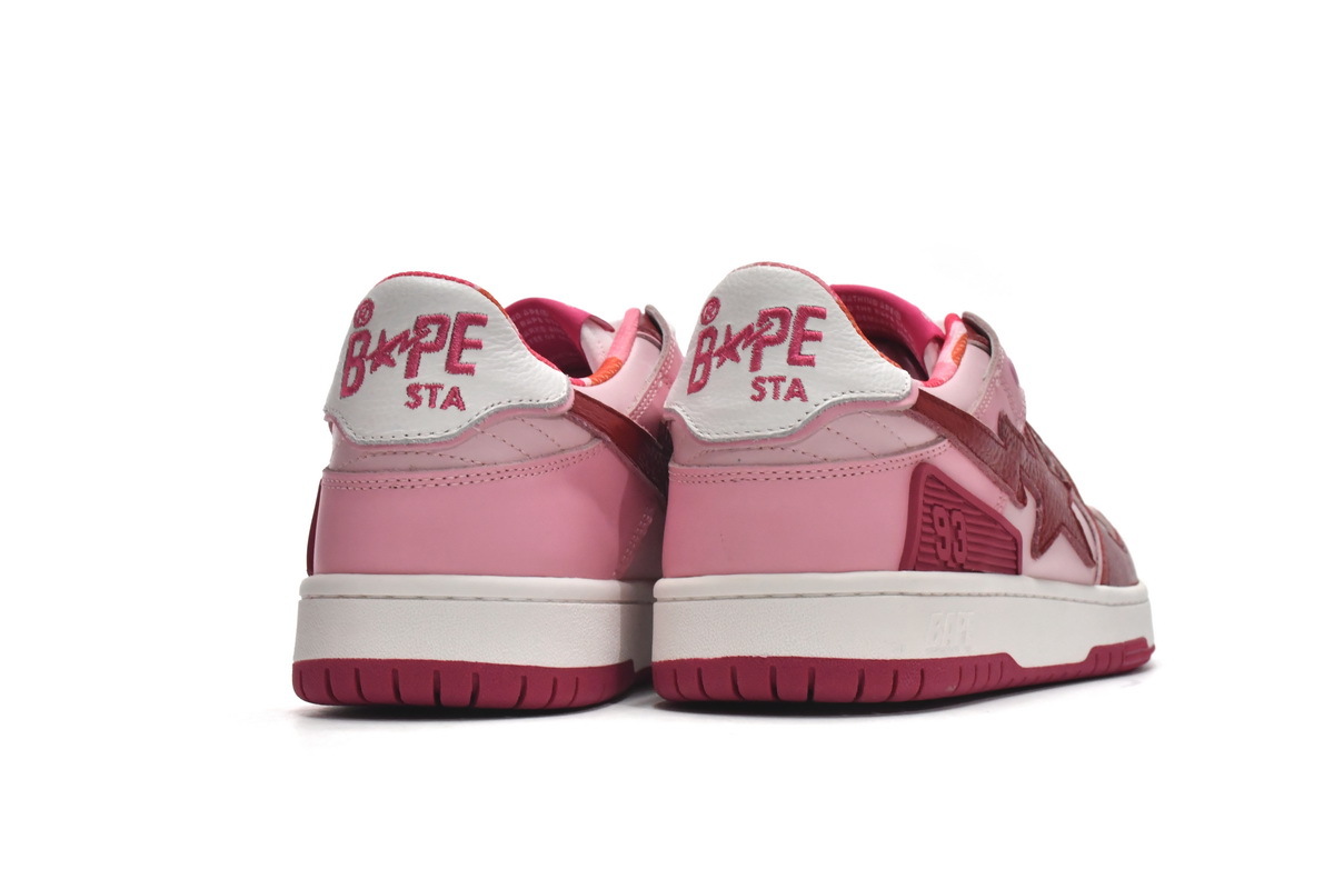 Coco Shoes A Bathing Ape Bape Sta Low Mountain White Red - Cocoshoesvip.net