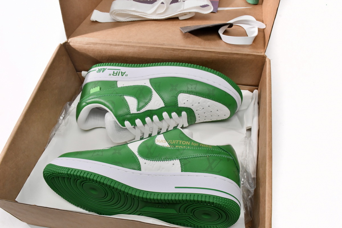Coco Shoes Louis Vuitton x Nike Air Force 1 Low By Virgil Abloh White Green - Cocoshoesvip.net