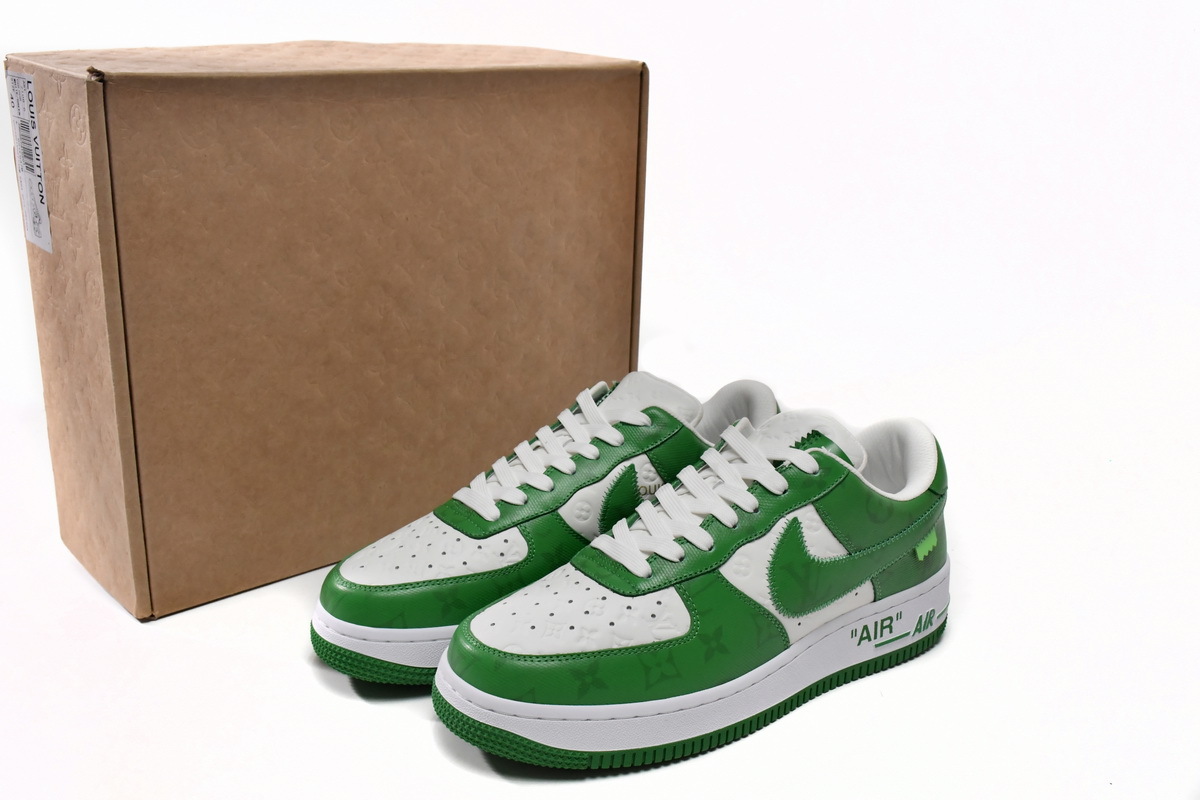 Coco Shoes Louis Vuitton x Nike Air Force 1 Low By Virgil Abloh White Green - Cocoshoesvip.net