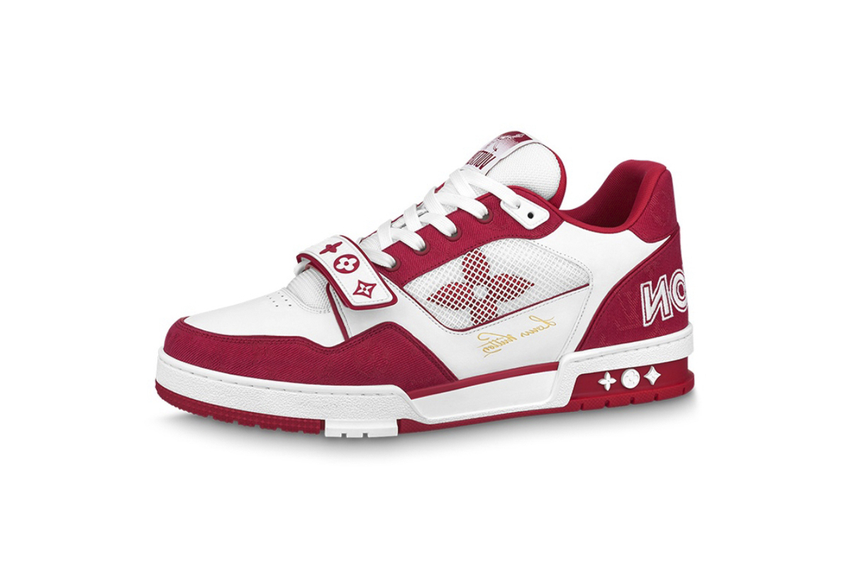 Coco Shoes Louis Vuitton Trainer Red Monogram Denim 1ABLXI - Cocoshoesvip.net
