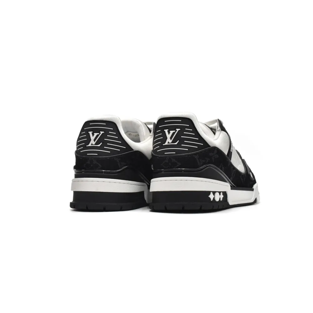 Coco Shoes Louis Vuitton Trainer Black and White Cloth Cover VL1202 - Cocoshoesvip.net
