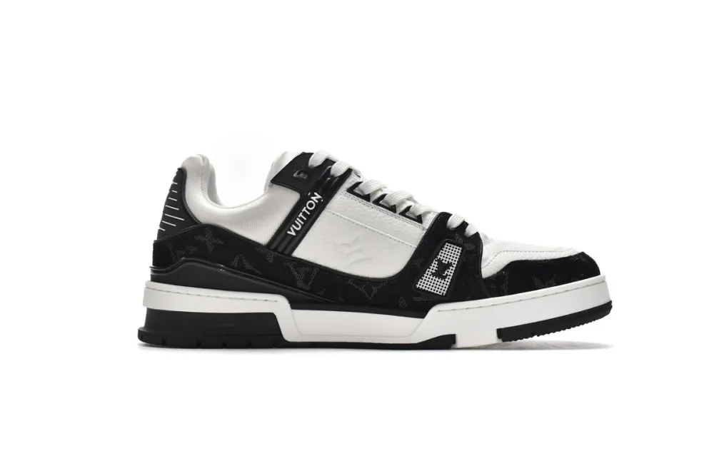 Coco Shoes Louis Vuitton Trainer Black and White Cloth Cover VL1202 - Cocoshoesvip.net