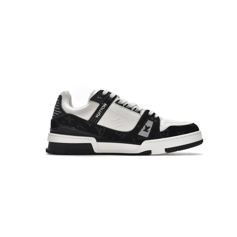 Coco Shoes Louis Vuitton Trainer Black and White Cloth Cover VL1202 - Cocoshoesvip.net