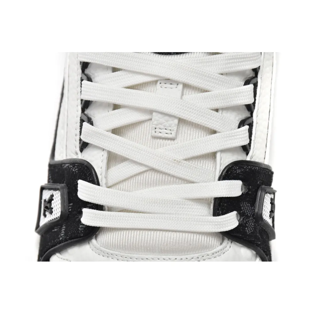 Coco Shoes Louis Vuitton Trainer Black and White Cloth Cover VL1202 - Cocoshoesvip.net