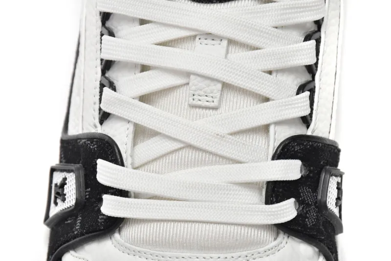 Coco Shoes Louis Vuitton Trainer Black and White Cloth Cover VL1202 - Cocoshoesvip.net