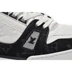 Coco Shoes Louis Vuitton Trainer Black and White Cloth Cover VL1202 - Cocoshoesvip.net