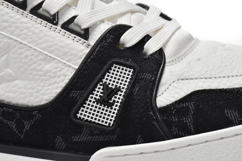 Coco Shoes Louis Vuitton Trainer Black and White Cloth Cover VL1202 - Cocoshoesvip.net