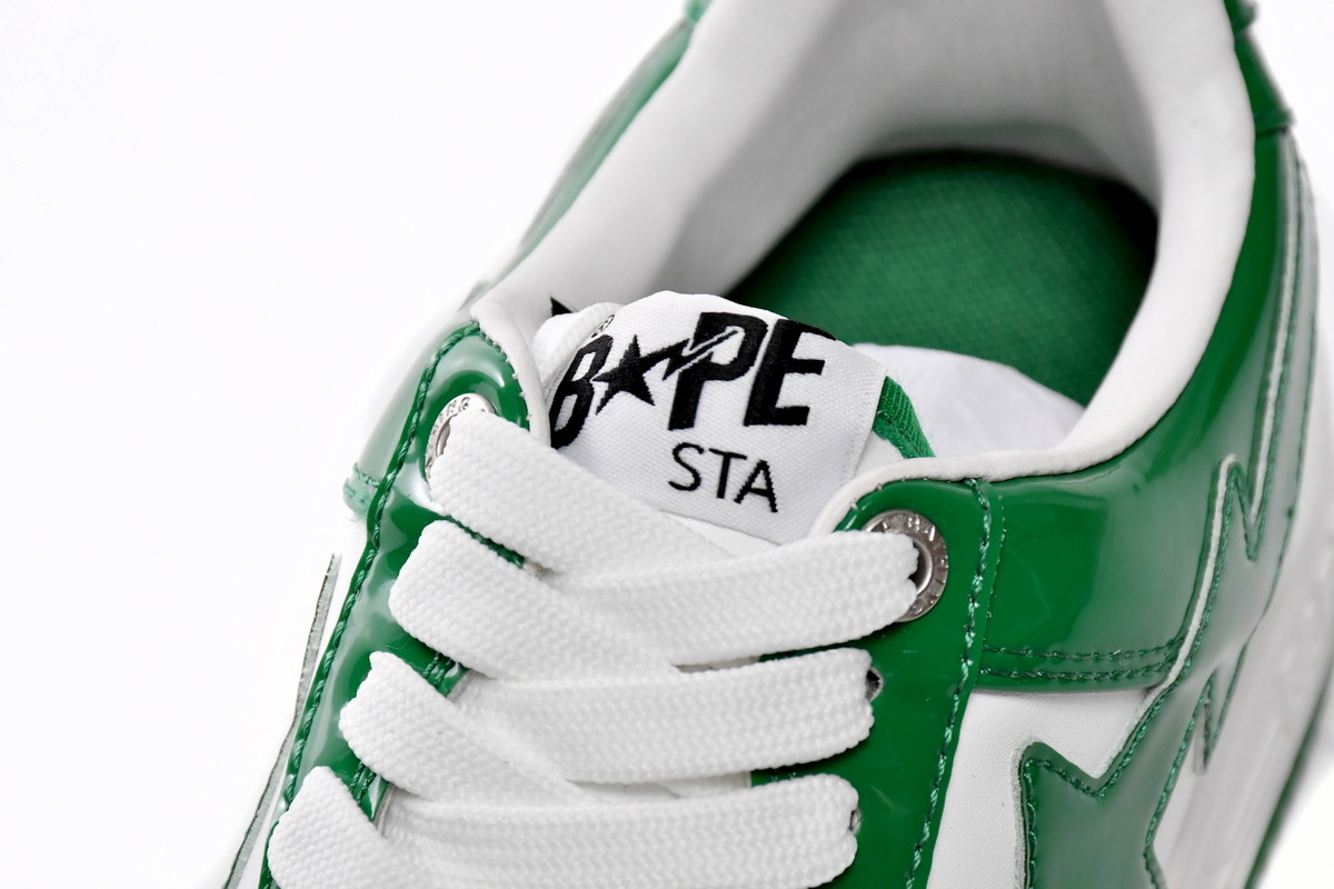 Coco Shoes A Bathing Ape Bape Sk8 Sta Low White Green 1G70-109-0015 - Cocoshoesvip.net