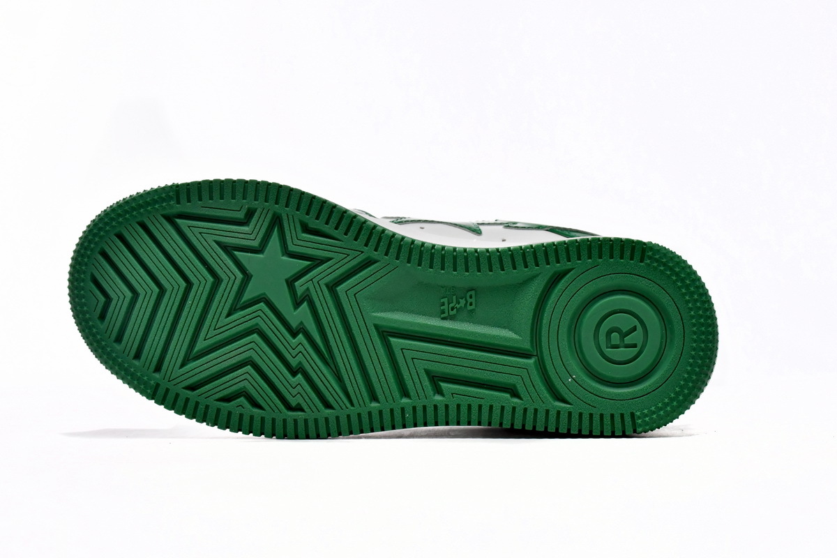 Coco Shoes A Bathing Ape Bape Sk8 Sta Low White Green 1G70-109-0015 - Cocoshoesvip.net