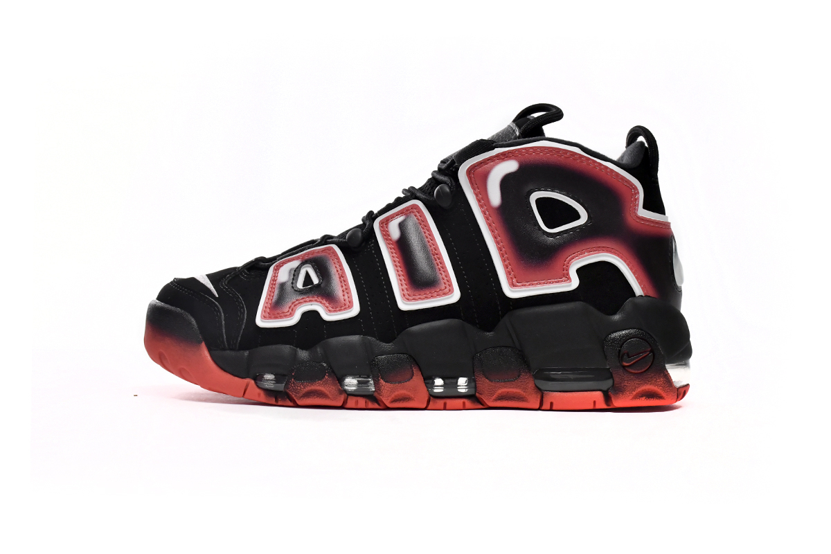 Coco Shoes Nike Air More Uptempo Black White Laser Crimson CJ6129-001 - Cocoshoesvip.net