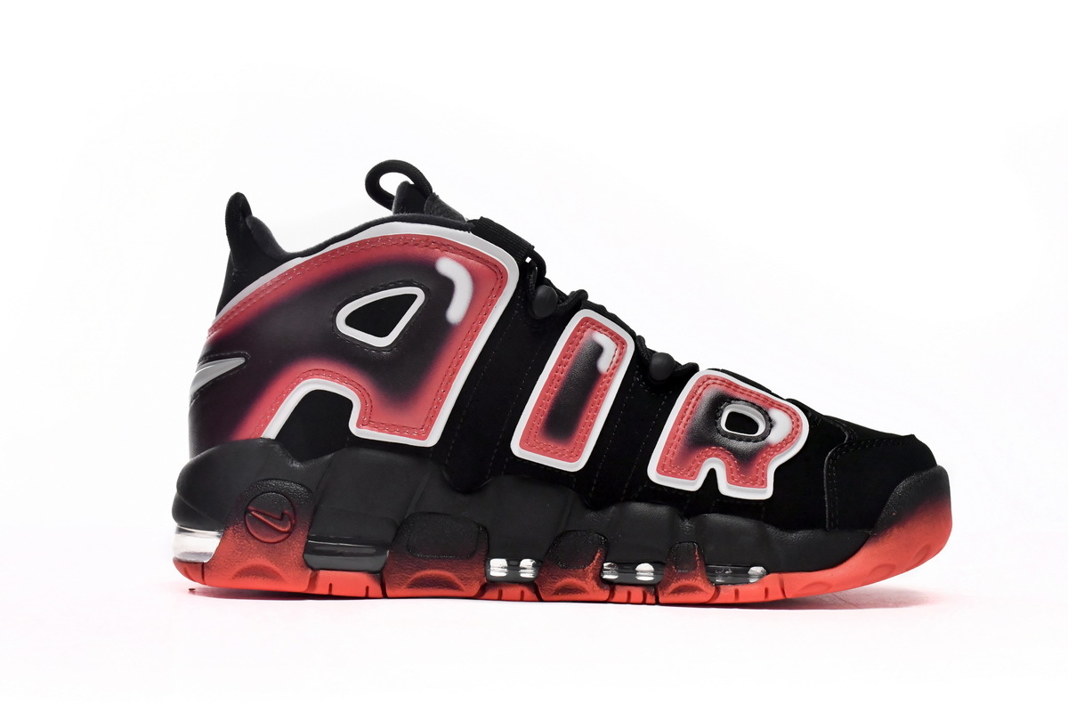 Coco Shoes Nike Air More Uptempo Black White Laser Crimson CJ6129-001 - Cocoshoesvip.net